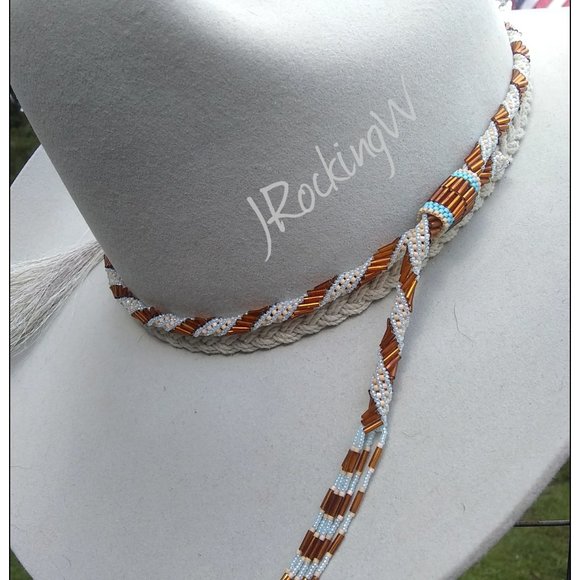 JRW Hand Made Cowboy  Brown Baby Blue Hat Band